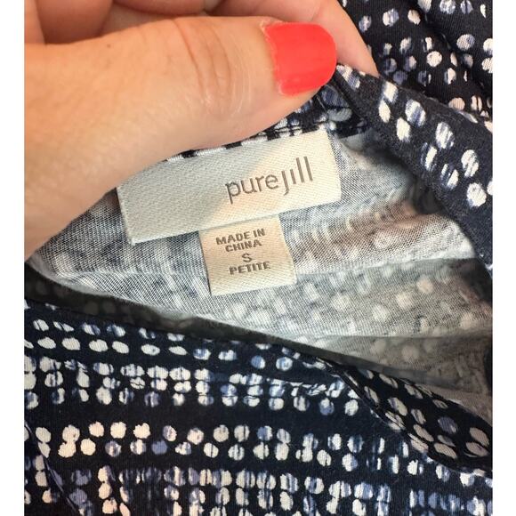 Pure Jill blue printed 3/4 sleeves boat neck top size SP - Picture 3 of 11